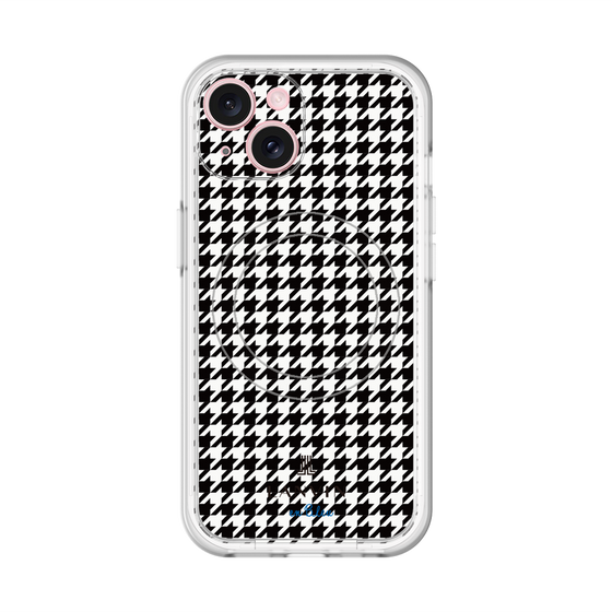 スリムプロテクションプレミアムケース with MagSafe［ Houndstooth Pattern Black with LANVIN en Bleu logo- ランバン 千鳥格子柄 ブラック ］