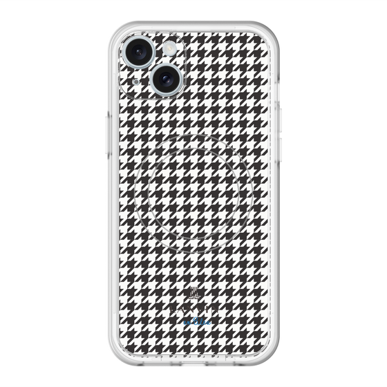 スリムプロテクションプレミアムケース with MagSafe［ Houndstooth Pattern Black with LANVIN en Bleu logo- ランバン 千鳥格子柄 ブラック ］