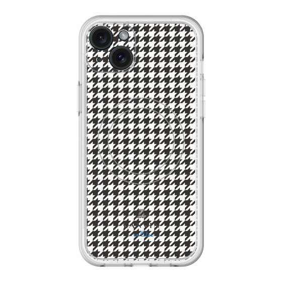 スリムプロテクションプレミアムケース with MagSafe［ Houndstooth Pattern Black with LANVIN en Bleu logo- ランバン 千鳥格子柄 ブラック ］