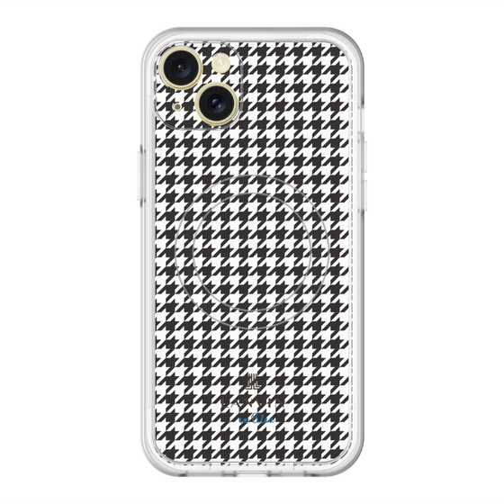スリムプロテクションプレミアムケース with MagSafe［ Houndstooth Pattern Black with LANVIN en Bleu logo- ランバン 千鳥格子柄 ブラック ］