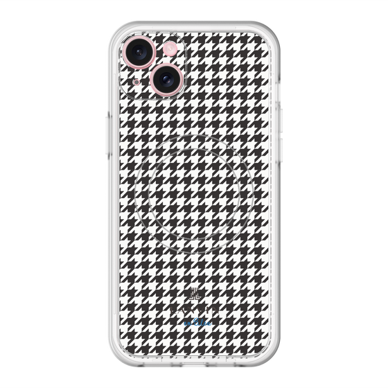 スリムプロテクションプレミアムケース with MagSafe［ Houndstooth Pattern Black with LANVIN en Bleu logo- ランバン 千鳥格子柄 ブラック ］