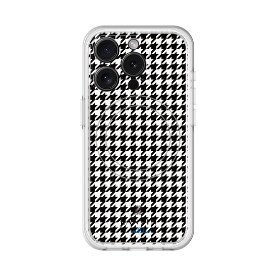 スリムプロテクションプレミアムケース with MagSafe［ Houndstooth Pattern Black with LANVIN en Bleu logo- ランバン 千鳥格子柄 ブラック ］