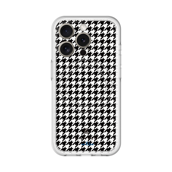 スリムプロテクションプレミアムケース with MagSafe［ Houndstooth Pattern Black with LANVIN en Bleu logo- ランバン 千鳥格子柄 ブラック ］