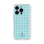 スリムプロテクションプレミアムケース with MagSafe［ Houndstooth Pattern Blue with LANVIN en Bleu logo- ランバン 千鳥格子柄 ブルー ］