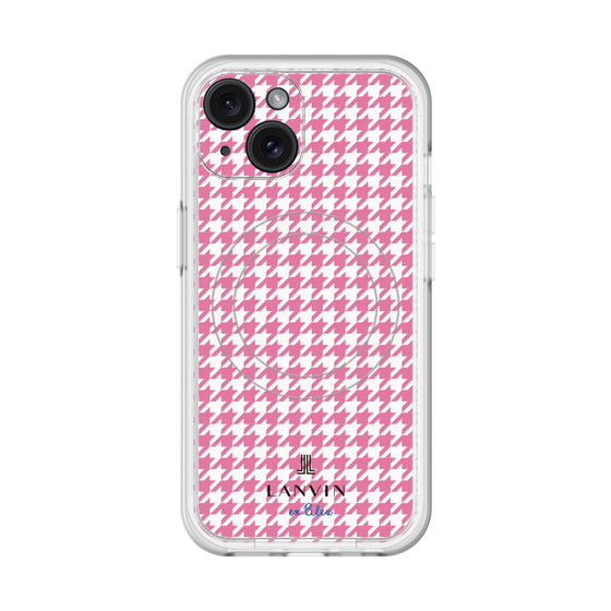 スリムプロテクションプレミアムケース with MagSafe［ Houndstooth Pattern Pink with LANVIN en Bleu logo- ランバン 千鳥格子柄 ピンク ］
