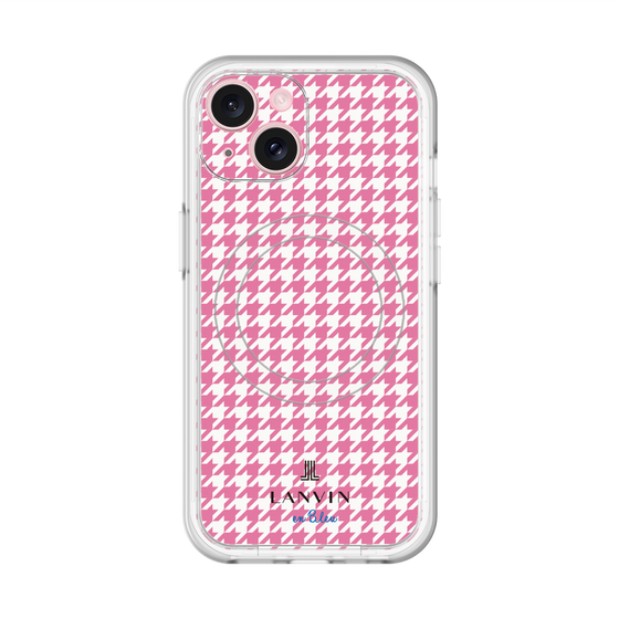 スリムプロテクションプレミアムケース with MagSafe［ Houndstooth Pattern Pink with LANVIN en Bleu logo- ランバン 千鳥格子柄 ピンク ］