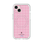 スリムプロテクションプレミアムケース with MagSafe［ Houndstooth Pattern Pink with LANVIN en Bleu logo- ランバン 千鳥格子柄 ピンク ］