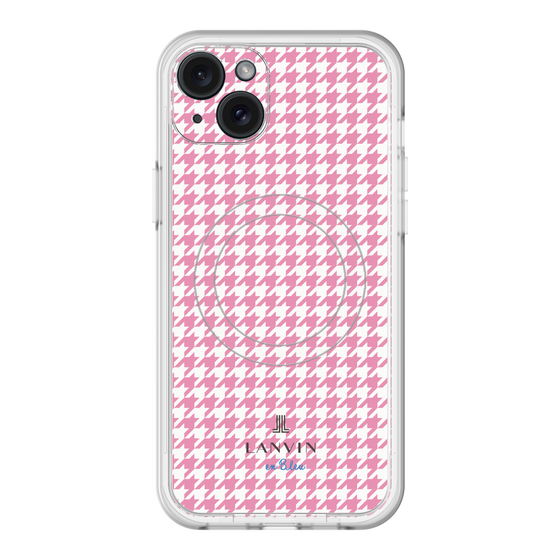 スリムプロテクションプレミアムケース with MagSafe［ Houndstooth Pattern Pink with LANVIN en Bleu logo- ランバン 千鳥格子柄 ピンク ］