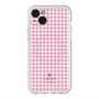 スリムプロテクションプレミアムケース with MagSafe［ Houndstooth Pattern Pink with LANVIN en Bleu logo- ランバン 千鳥格子柄 ピンク ］