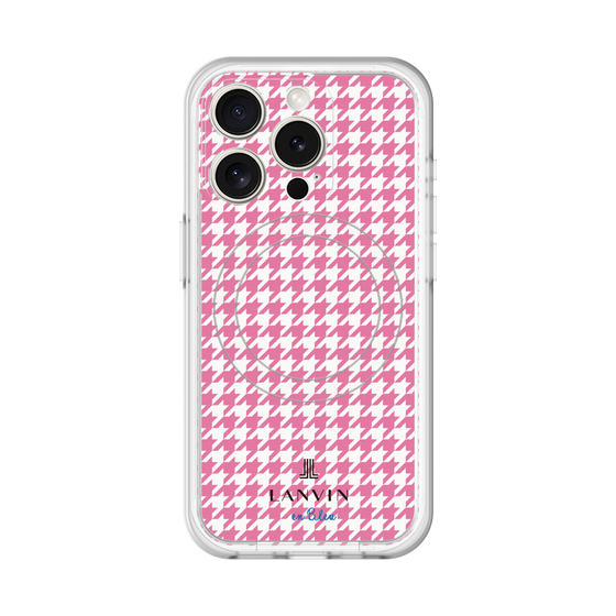 スリムプロテクションプレミアムケース with MagSafe［ Houndstooth Pattern Pink with LANVIN en Bleu logo- ランバン 千鳥格子柄 ピンク ］