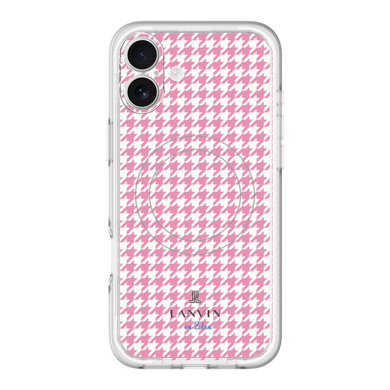 スリムプロテクションプレミアムケース with MagSafe［ Houndstooth Pattern Pink with LANVIN en Bleu logo- ランバン 千鳥格子柄 ピンク ］