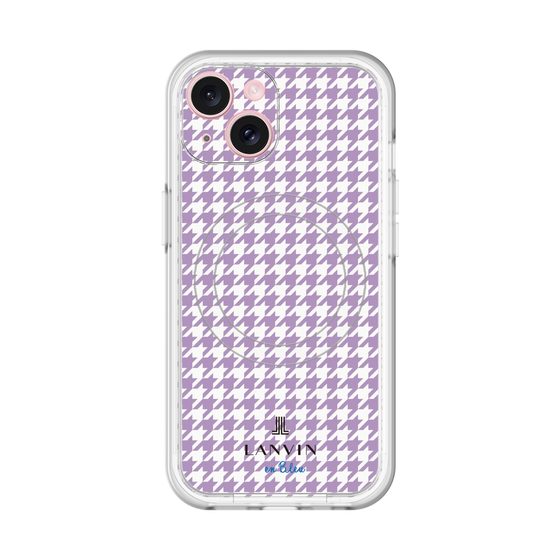 スリムプロテクションプレミアムケース with MagSafe［ Houndstooth Pattern Purple -with LANVIN en Bleu logo ランバン 千鳥格子柄 パープル ］