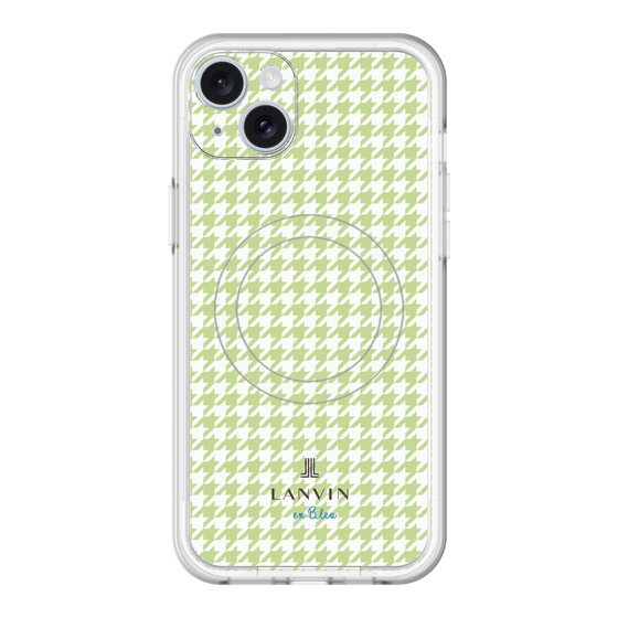 スリムプロテクションプレミアムケース with MagSafe［ Houndstooth Pattern Green with LANVIN en Bleu logo- ランバン 千鳥格子柄 グリーン ］