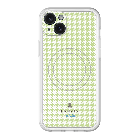 スリムプロテクションプレミアムケース with MagSafe［ Houndstooth Pattern Green with LANVIN en Bleu logo- ランバン 千鳥格子柄 グリーン ］