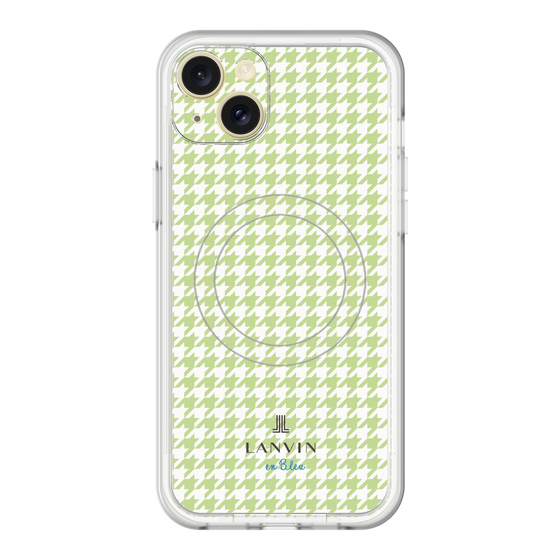 スリムプロテクションプレミアムケース with MagSafe［ Houndstooth Pattern Green with LANVIN en Bleu logo- ランバン 千鳥格子柄 グリーン ］
