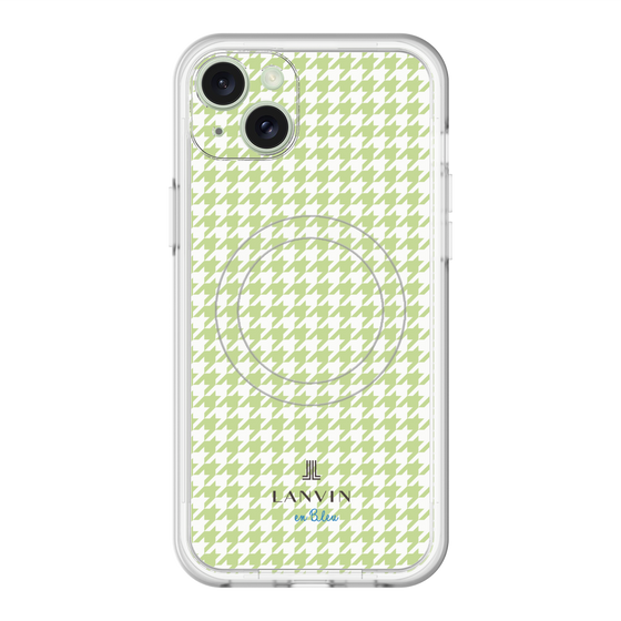 スリムプロテクションプレミアムケース with MagSafe［ Houndstooth Pattern Green with LANVIN en Bleu logo- ランバン 千鳥格子柄 グリーン ］