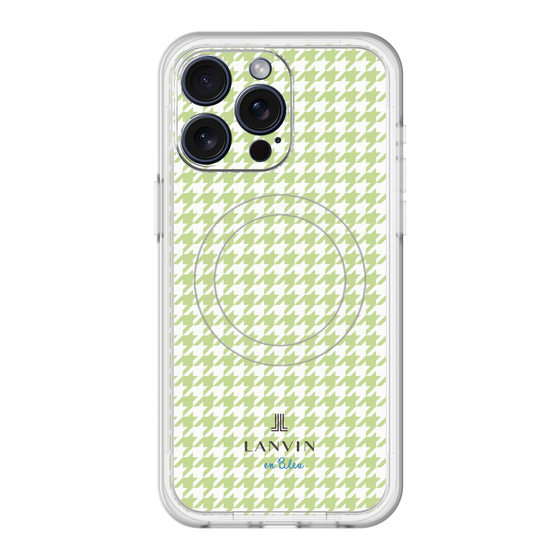 スリムプロテクションプレミアムケース with MagSafe［ Houndstooth Pattern Green with LANVIN en Bleu logo- ランバン 千鳥格子柄 グリーン ］