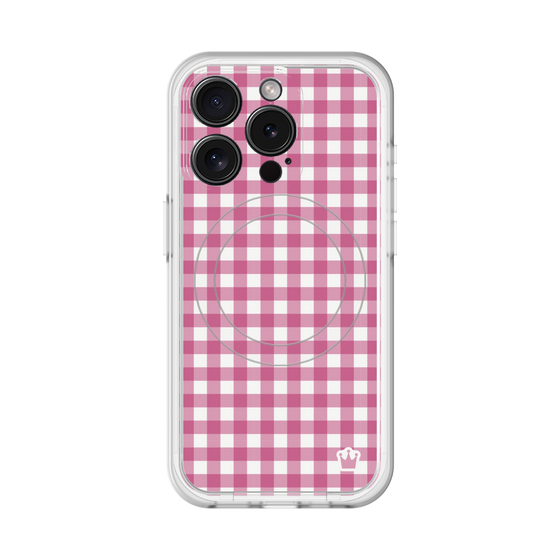 スリムプロテクションプレミアムケース with MagSafe［ Checkered Pink - ギンガムチェック ピンク ］