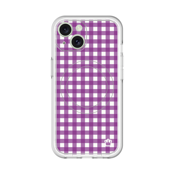 スリムプロテクションプレミアムケース with MagSafe［ Checkered Purple - ギンガムチェック パープル ］