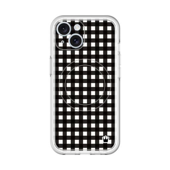 スリムプロテクションプレミアムケース with MagSafe［ Checkered Purple - ギンガムチェック ブラック ］