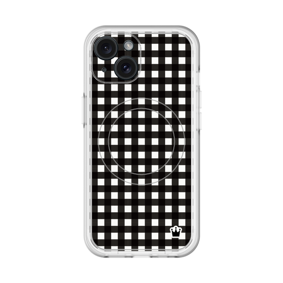 スリムプロテクションプレミアムケース with MagSafe［ Checkered Purple - ギンガムチェック ブラック ］