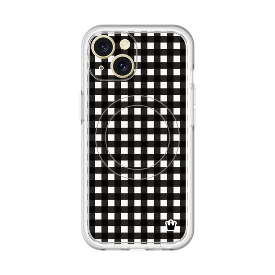 スリムプロテクションプレミアムケース with MagSafe［ Checkered Purple - ギンガムチェック ブラック ］