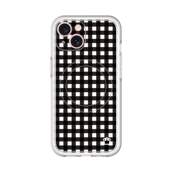 スリムプロテクションプレミアムケース with MagSafe［ Checkered Purple - ギンガムチェック ブラック ］