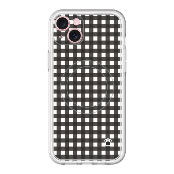 スリムプロテクションプレミアムケース with MagSafe［ Checkered Purple - ギンガムチェック ブラック ］