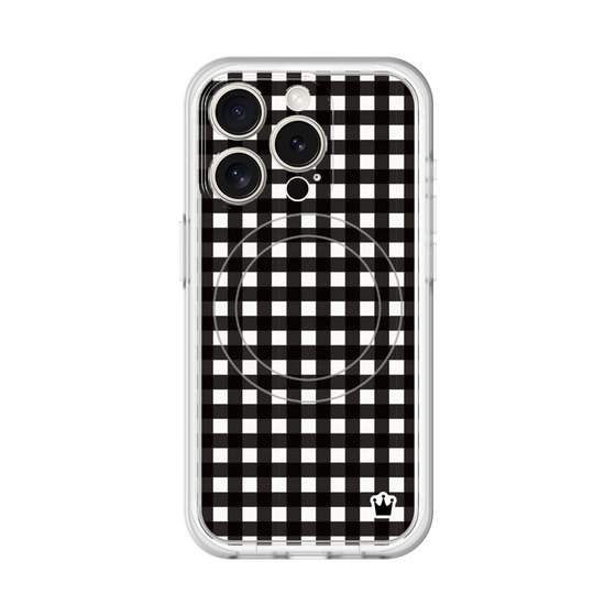 スリムプロテクションプレミアムケース with MagSafe［ Checkered Purple - ギンガムチェック ブラック ］