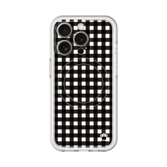 スリムプロテクションプレミアムケース with MagSafe［ Checkered Purple - ギンガムチェック ブラック ］