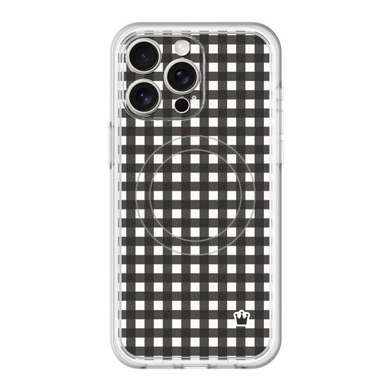 スリムプロテクションプレミアムケース with MagSafe［ Checkered Purple - ギンガムチェック ブラック ］