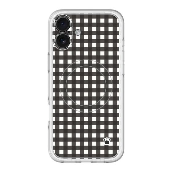 スリムプロテクションプレミアムケース with MagSafe［ Checkered Purple - ギンガムチェック ブラック ］