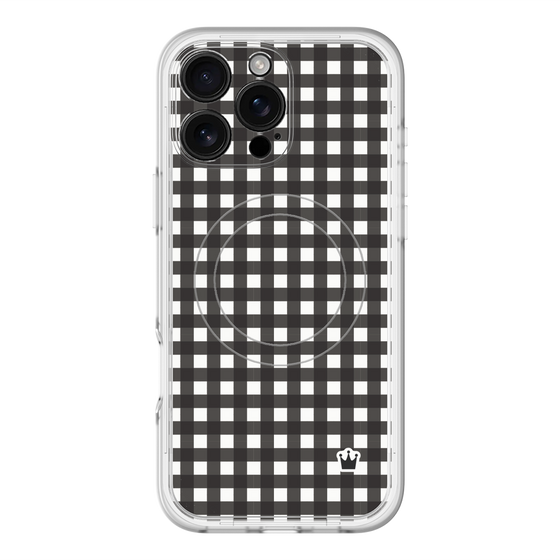 スリムプロテクションプレミアムケース with MagSafe［ Checkered Purple - ギンガムチェック ブラック ］