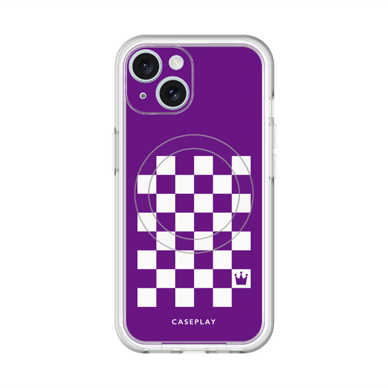 スリムプロテクションプレミアムケース with MagSafe［ Racing checkered flag Purple - レーシングチェッカーフラッグ パープル ］