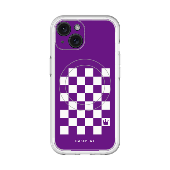スリムプロテクションプレミアムケース with MagSafe［ Racing checkered flag Purple - レーシングチェッカーフラッグ パープル ］