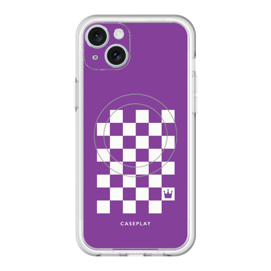 スリムプロテクションプレミアムケース with MagSafe［ Racing checkered flag Purple - レーシングチェッカーフラッグ パープル ］