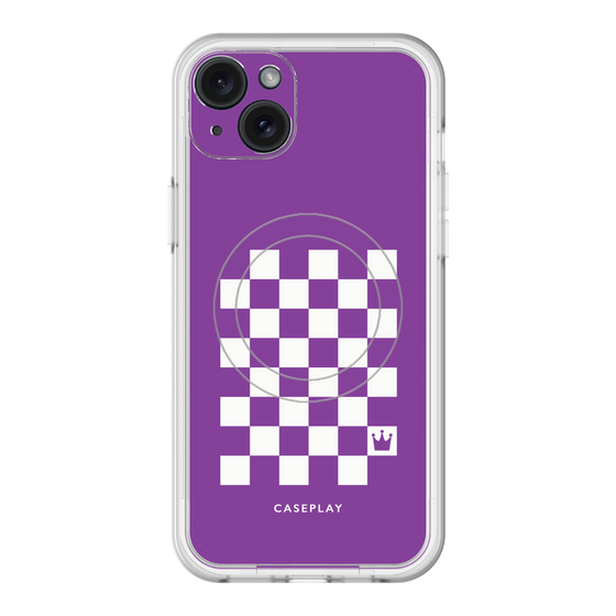 スリムプロテクションプレミアムケース with MagSafe［ Racing checkered flag Purple - レーシングチェッカーフラッグ パープル ］