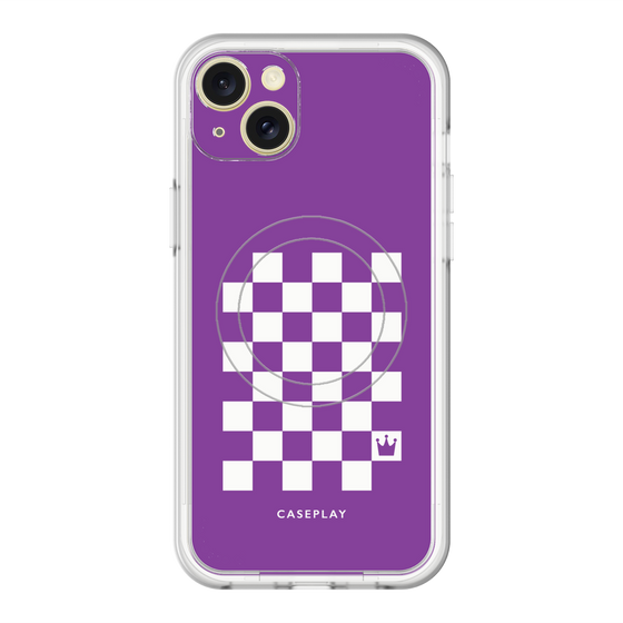 スリムプロテクションプレミアムケース with MagSafe［ Racing checkered flag Purple - レーシングチェッカーフラッグ パープル ］