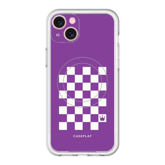 スリムプロテクションプレミアムケース with MagSafe［ Racing checkered flag Purple - レーシングチェッカーフラッグ パープル ］
