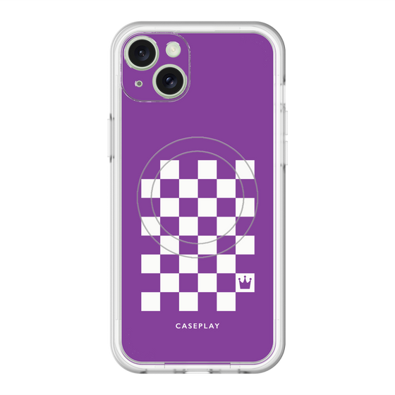 スリムプロテクションプレミアムケース with MagSafe［ Racing checkered flag Purple - レーシングチェッカーフラッグ パープル ］