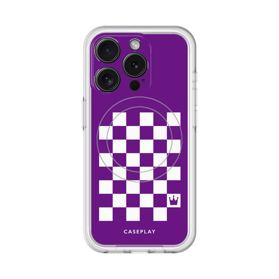 スリムプロテクションプレミアムケース with MagSafe［ Racing checkered flag Purple - レーシングチェッカーフラッグ パープル ］