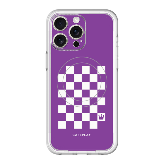 スリムプロテクションプレミアムケース with MagSafe［ Racing checkered flag Purple - レーシングチェッカーフラッグ パープル ］