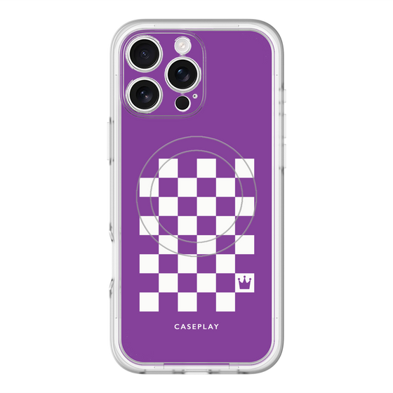 スリムプロテクションプレミアムケース with MagSafe［ Racing checkered flag Purple - レーシングチェッカーフラッグ パープル ］