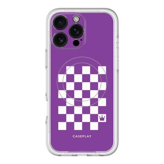 スリムプロテクションプレミアムケース with MagSafe［ Racing checkered flag Purple - レーシングチェッカーフラッグ パープル ］
