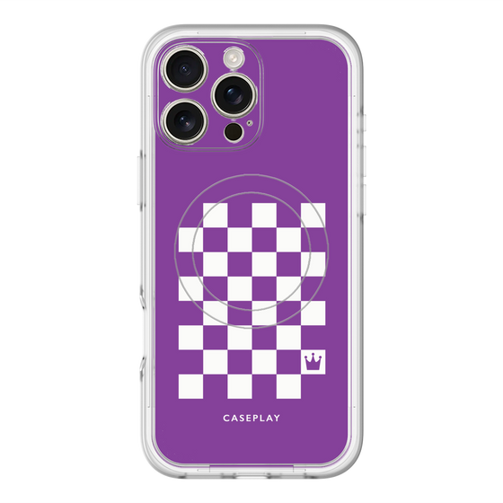スリムプロテクションプレミアムケース with MagSafe［ Racing checkered flag Purple - レーシングチェッカーフラッグ パープル ］