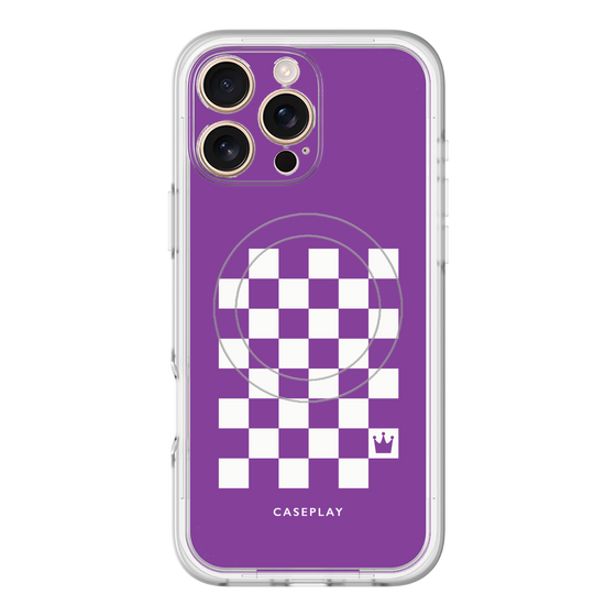 スリムプロテクションプレミアムケース with MagSafe［ Racing checkered flag Purple - レーシングチェッカーフラッグ パープル ］