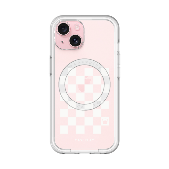 スリムプロテクションプレミアムケース with MagSafe［ Racing checkered flag White - レーシングチェッカーフラッグ ホワイト ］