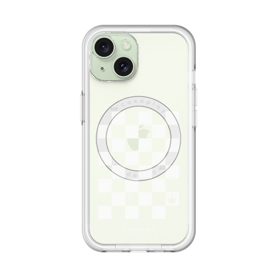 スリムプロテクションプレミアムケース with MagSafe［ Racing checkered flag White - レーシングチェッカーフラッグ ホワイト ］