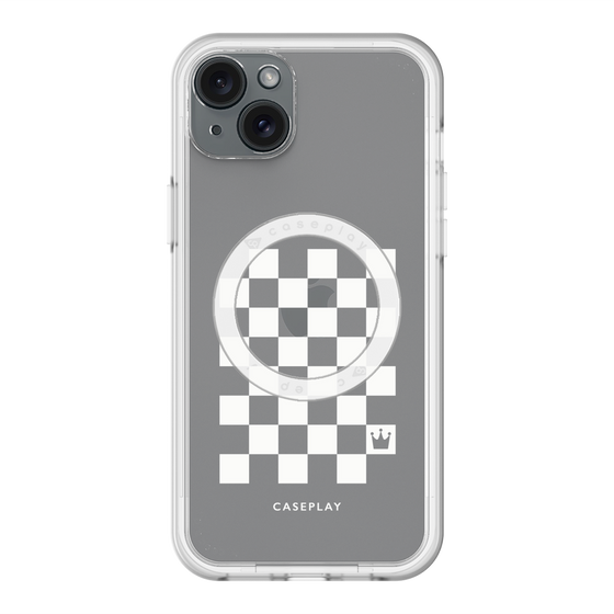 スリムプロテクションプレミアムケース with MagSafe［ Racing checkered flag White - レーシングチェッカーフラッグ ホワイト ］