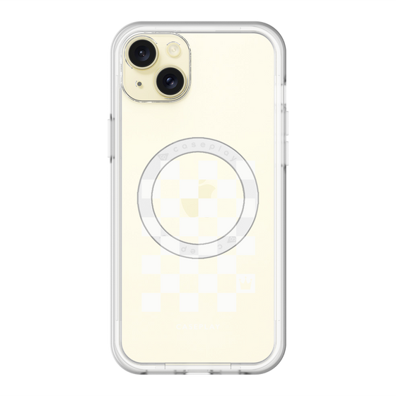 スリムプロテクションプレミアムケース with MagSafe［ Racing checkered flag White - レーシングチェッカーフラッグ ホワイト ］